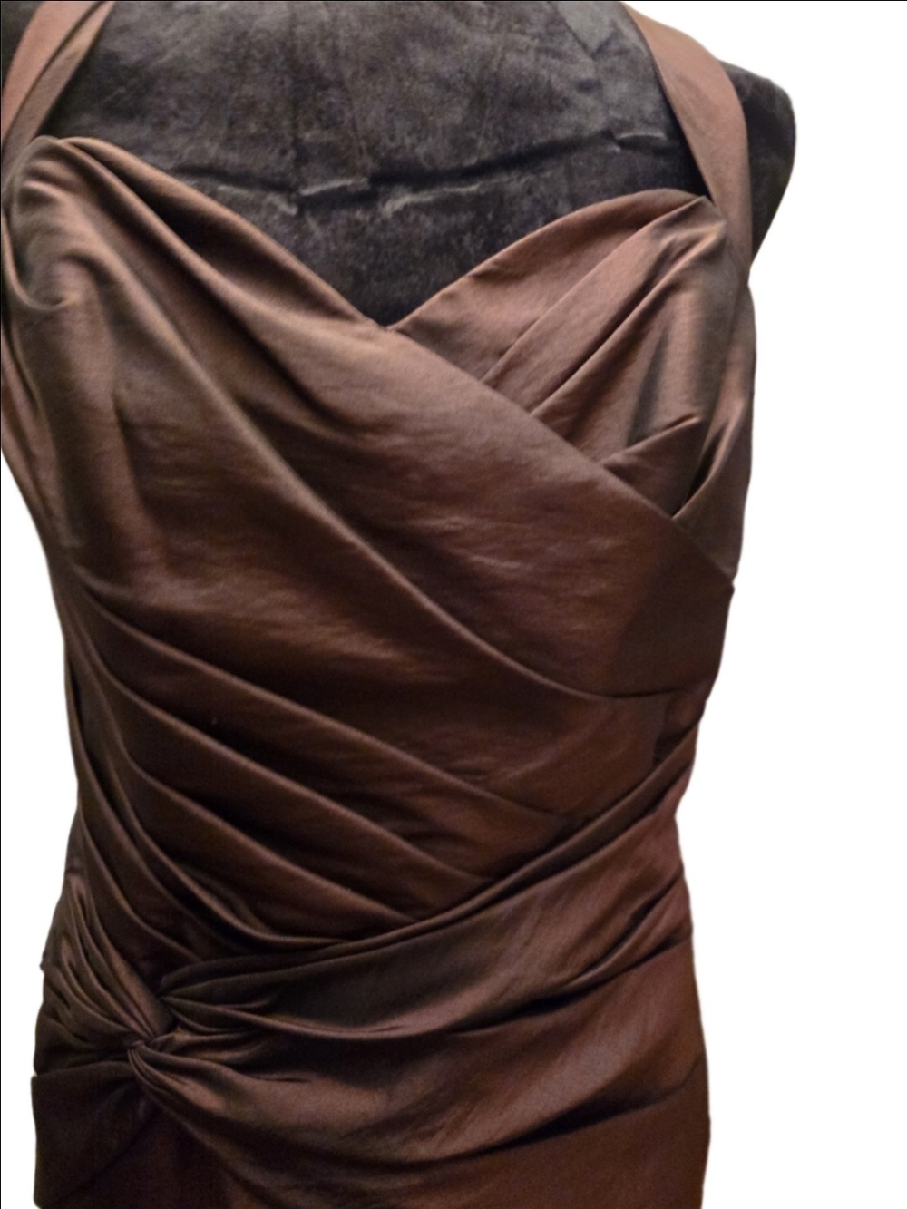 Impression Bridal Chocolate Brown Ruched Cocktail Dress Size 12 - Picture 5 of 7